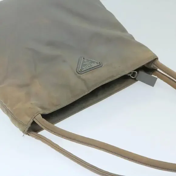 PRADA Hand Bag Nylon Gray